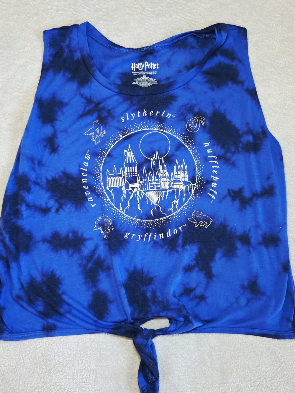 Harry Potter Hot Topic Blue and Black Tie-Dye Crop Tank